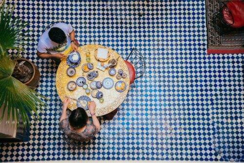 couple eating Moroccan food